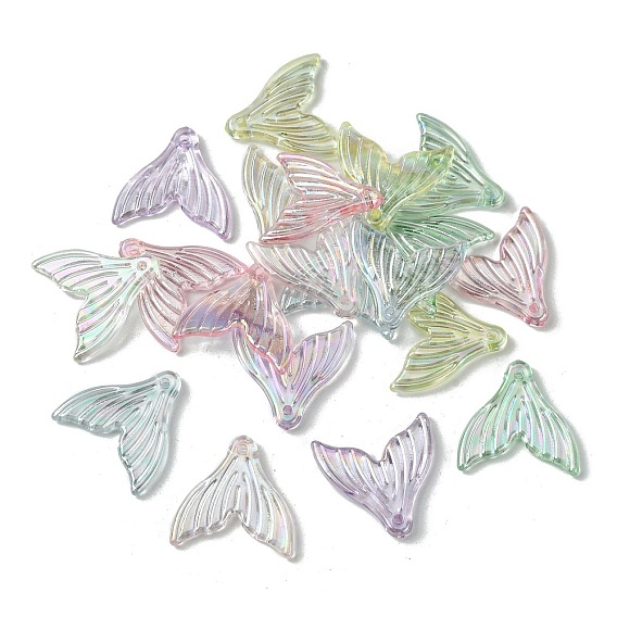 Прозрачные акриловые подвески, покрытие ab переливающееся, рыбий хвост