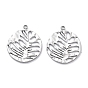 304 подвески из нержавеющей стали, лазерная резка, плоский круглый с подвеской в виде листьев