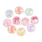 Transparent Plastic Beads, Pumpkin, Bead in Bead, AB Color Plated, Faceted