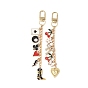 2 pcs 2 décorations de pendentifs en alliage d'émail de styles, fermoirs alliage pivotantes, formes mixtes