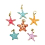 Латунь эмаль подвески, очарование морской звезды, с целью перехода в кольце, долговечный, без кадмия и без свинца, стойки покрытие, реальный 18 k позолоченный