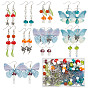 Набор для изготовления сережек в виде грибов своими руками, включая подвески из сплава луны, феи и цветка, бабочка из органзы, стеклянный жемчуг и бусины лэмпворк, Железные крючки для сережек