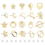 40Pcs 10 Style Alloy Stud Earring Findings, with Loop and Steel Pin, with Plastic Protective Cover, 50Pcs Plastic Ear Nuts, Star & Flower & Heart & Flat Round & Ring & Square