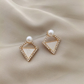 Alloy Rhinestone Earrings for Women, with Acrylic and Imitation Pearl Beads