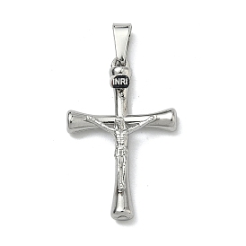 304 Stainless Steel Pendants, Jesus Crucifixion Charm, with 201 Stainless Steel Snap On Bails