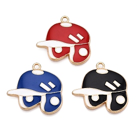 Rack Plating Alloy Enamel Pendants, Cadmium Free & Nickel Free & Lead Free, Light Gold, Baseball Cap Charm