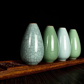 Teardrop Mini Ceramic Floral Vases, Small Flower Bud Vases for Home Living Room Table