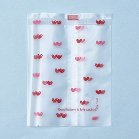 OPP Cellophane Bag, Printed, Available for Bag Heat Sealer, Rectangle with Heart Pattern