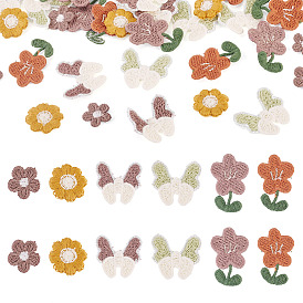 30 шт. 6 стили цветок компьютерная вышивка ткань термонаклейки нашивки, наклеить патч, аксессуары для костюма, аппликация