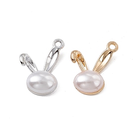 ABS Plastic Imitation Pearl Pendants, with Alloy Findings, Rabbit Head Charm