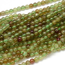Grenat vert naturel rangées de perles rondes, perles d'andradite