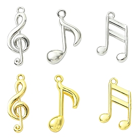 18 шт 6 стили латунные подвески, прелести музыкальных нот, стойки покрытие, долговечный, без кадмия и без свинца