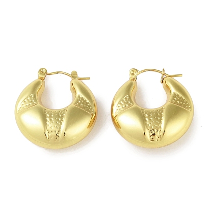 Ion Plating(IP) 304 Stainless Steel Hoop Earrings for Women, Croissant