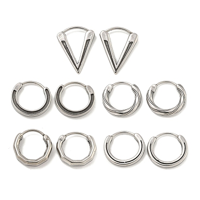 316 серьги-кольца из хирургической нержавеющей стали, треугольник/кольцо