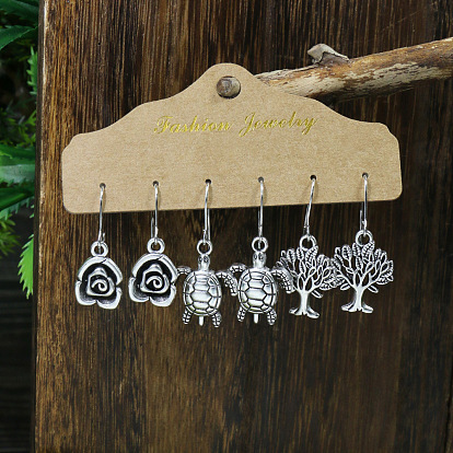 Boho Silver Butterfly and Animal Earrings with Star Charms - Unique Ethnic Jewelry