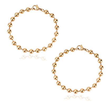 304 Stainless Steel Ball Chain Bracelets, Tag Chain, with Lobster Claw Clasp