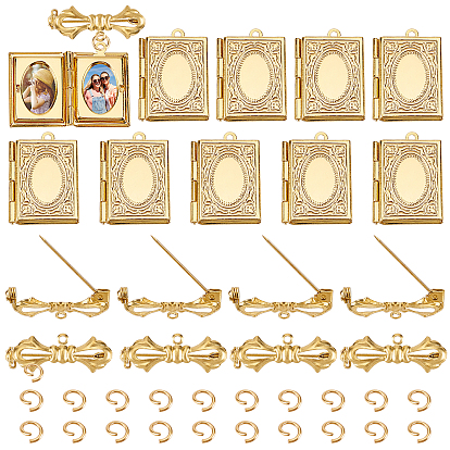 Наборы для самостоятельного изготовления броши-медальона в форме книги, в том числе подвески-медальоны из латуни с диффузором и фурнитура для брошей