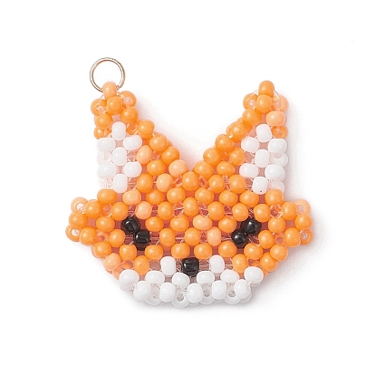 Подвески в виде лисы из бисера, подвески из стеклянных бусин с узором ткацкого станка, с целью перехода в кольце