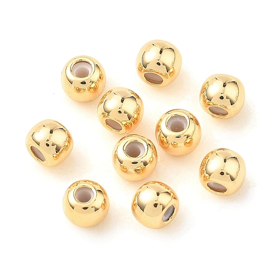SHEGRACE Brass Beads, Round, with Rubber Inside, Cadmium Free & Nickel Free & Lead Free