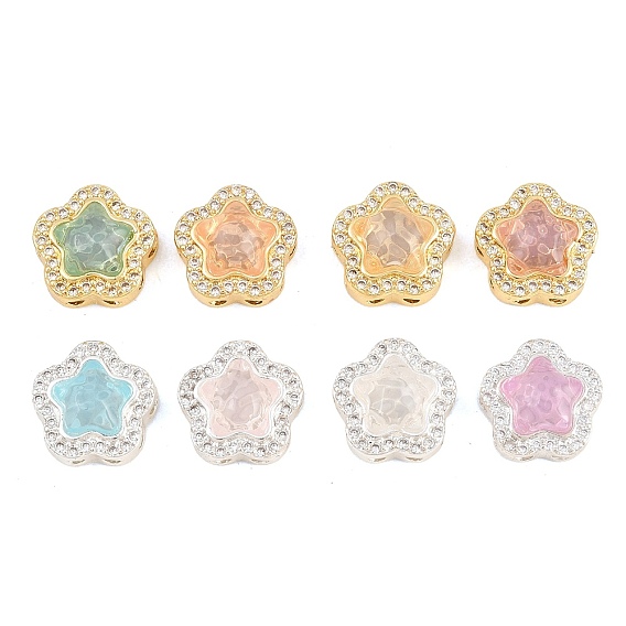 Латунные прозрачные бусины из кубического циркония, без кадмия и без свинца, стойки покрытие, долговечный, смолой цветок