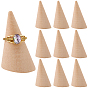 10Pcs Natural Wood Ring Displays, Cone Shaped Finger Ring Display Stands