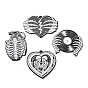 Halloween Embossed Single Face Printed Acrylic Pendants, Mixed Shape Skull Charms
