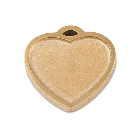 Ion Plating(IP) 304 Stainless Steel Pendant Cabochon Settings, Heart, Polished