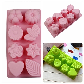 Leaf & Flower & Heart Food Grade Silicone Fondant Molds, For DIY Cake, Chocolate, Candy