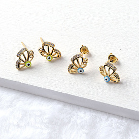 Luxury Devil Eye Earrings with Butterfly Design and Zircon Drops for Women