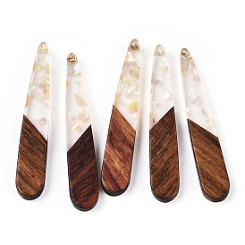 Подвески из прозрачной смолы и ореха, подвески-капли с ракушками