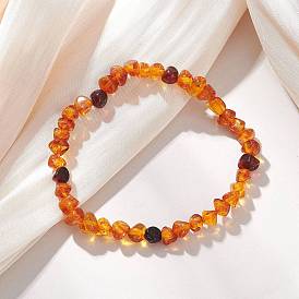 Эластичные браслеты из натуральных янтарных бусин для женщин, самородки