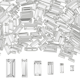 180 шт. 6 стиль стеклянные кабошоны со стразами, задние и задние, граненые, прямоугольные