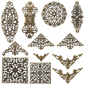 120шт 10 стилизованные железные брелоки для разъемов, полый, Выводы по изготовлению свадебных головных уборов, разнообразные