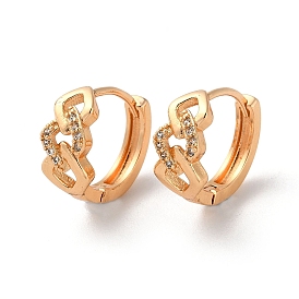 Brass Hoop Earrings with Rhinestone, Hollow Rhombus