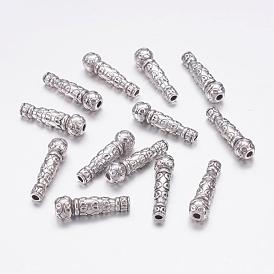 Perles en alliage de style tibétain, sans plomb et sans cadmium, Tube,  largeur de 7 mm, Longueur 22.5mm, Trou: 2.4mm