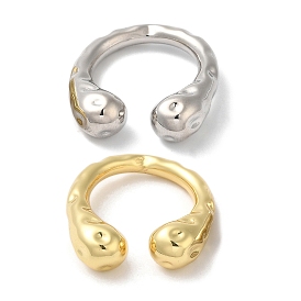 Rack Plating Brass Open Cuff Rings for Women, Cadmium Free & Lead Free, Long-Lasting Plated