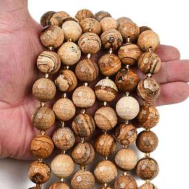 Естественного изображения яшмы бисер нитей, граненые, круглые, с бисером