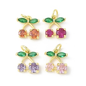 Латунные микро проложить кубического циркония подвески, черри прелести, долговечный, без кадмия и без свинца, стойки покрытие, реальный 18 k позолоченный, с целью перехода в кольце