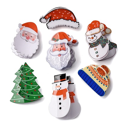 Рождественские пластиковые заколки-коготь, аксессуары для волос для женщин и девочек