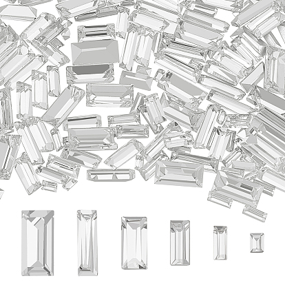 180 шт. 6 стиль стеклянные кабошоны со стразами, задние и задние, граненые, прямоугольные