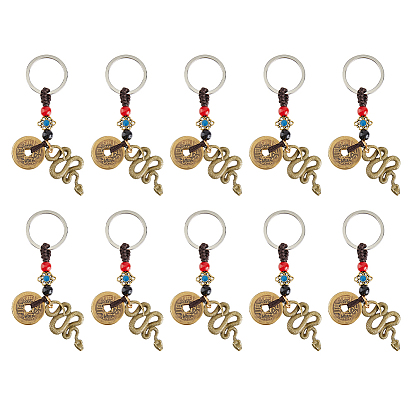 10шт. латунные подвесные украшения, со сплавом и смолой, змея и монета