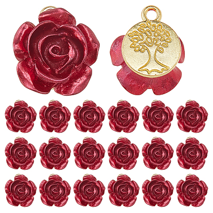 30шт. подвески из непрозрачной смолы в виде розы, подвески-цветы с фурнитурой из позолоченного сплава