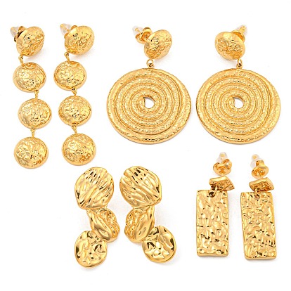 304 нержавеющая сталь с текстурированными серьгами-пусетами для женщин, настоящий 18ksem позолоченный