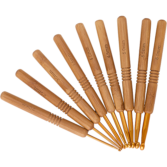 Алюминиевые вязальные крючки иглы, с бамбуковой ручкой, для плетения крючком швейных инструментов