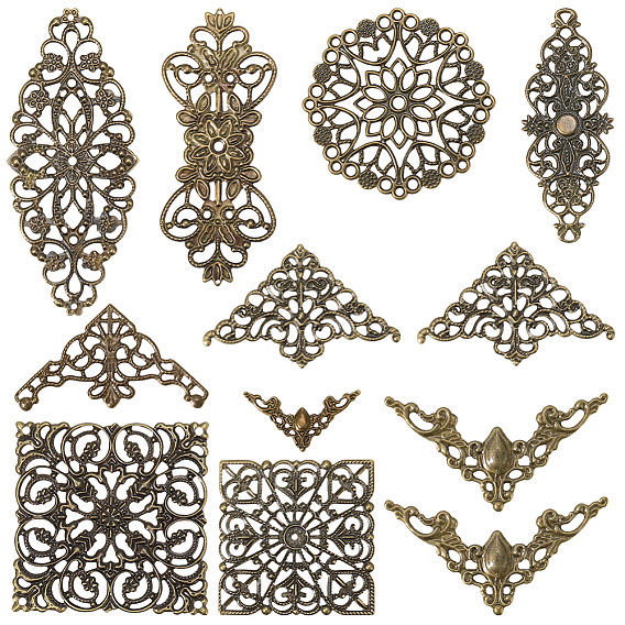 120шт 10 стилизованные железные брелоки для разъемов, полый, Выводы по изготовлению свадебных головных уборов, разнообразные