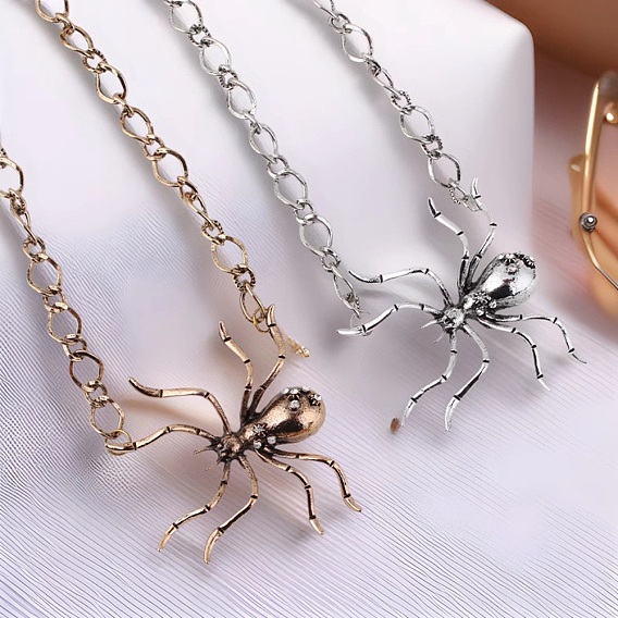Сплав кристалл горный хрусталь большой паук кулон ожерелья для женщин мужчин