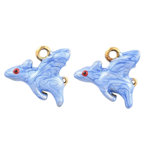 304 Stainless Steel Enamel Pendants, Bat Charms, Ion Plating(IP)