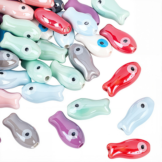 40шт. фарфоровые бусины ручной работы, Famille выросли стиле, рыба