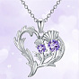 Alloy Rhinestone Pendant Necklaces, Heart, Platinum