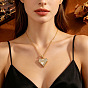 304 Stainless Steel Crystal Rhinestone Heart Pendant Necklaces for Women